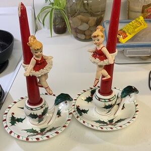 1950 Lefton’s candlestick pair Napco 1950 candle hballerinas no chips or cracks